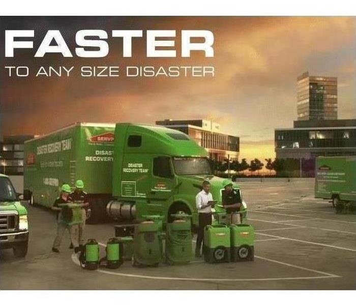 faster to any size disaster with servpro trucks