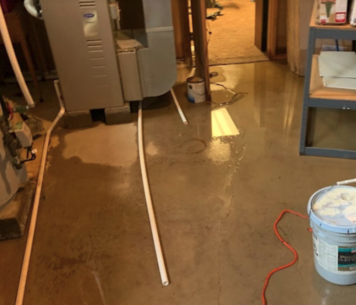 flooded concrete basement