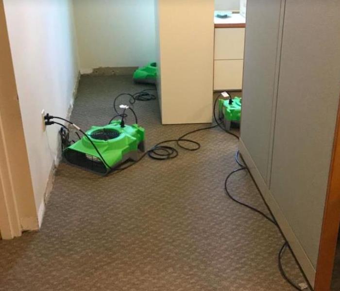 equipment set in office building after flood